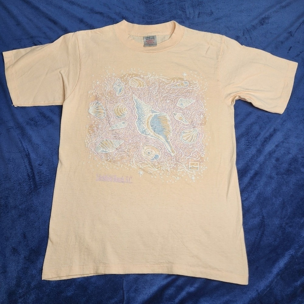 Vintage‎ Oneita Litchfrild Beach N.C. Peach Tee Large